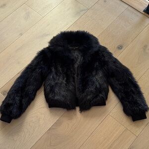 Baby Phat Black Faux Fur Bomber Jacket